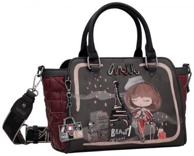 Anekke Mademoiselle Kurzgrifftasche Paris schwarz bordeaux Glitzer 