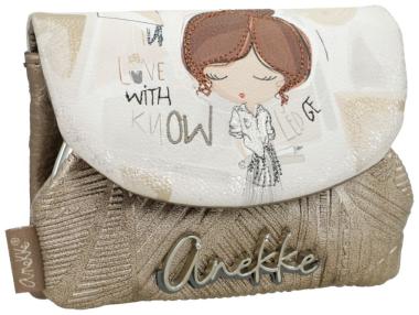 Anekke Münzbörse Kisslock Bügel Sophia Metallic Beige mit Print