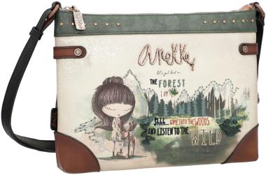 Anekke Umhängetasche Nieten The Forest Wälder Kanada beige braun Wildnis bestickt