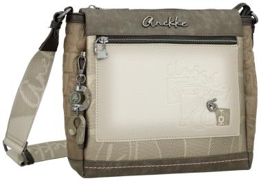 Anekke schmale Handtasche taupe Prägung beige Muse Amphora bestickt