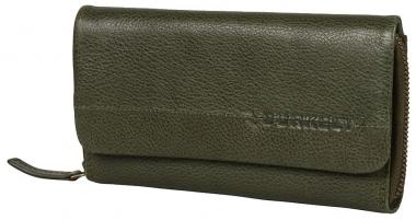 BURKELY Damen Longbörse Natural Norah Grass Green Überschlag