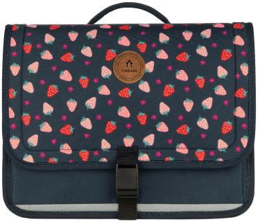 Cabaia Schulranzen Plougastel Medium Erdbeeren dunkelblau Reflektor