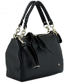 Caleidos Schultertasche Leder schwarz Flechteinsatz Caleidos Schultertasche Leder schwarz Flechteinsatz