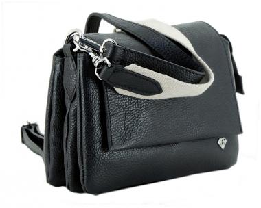 Caleidos Überschlagtasche klassisch schwarz genarbtes Leder Caleidos Überschlagtasche klassisch schwarz genarbtes Leder