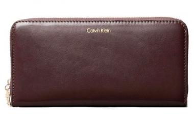 Calvin Klein Damenbörse CK Large Zip Around Bordeaux Leder