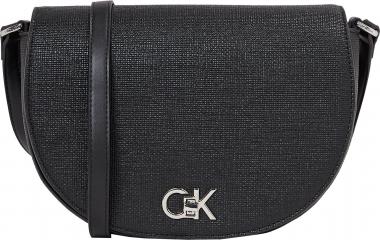 Calvin Klein Überschlagtasche HW Crossbody Saddle Bag Tex Black