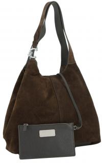 Coccinelle C-Easy Brunette dunkelbraune Tote Bag Veloursleder Etui