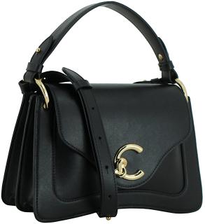 Coccinelle kompakte Überschlagtasche Noir C-Me Calf schwarz Small