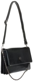 Crossovertasche L.Credi vegan Kettenriemen schwarz Überschlag