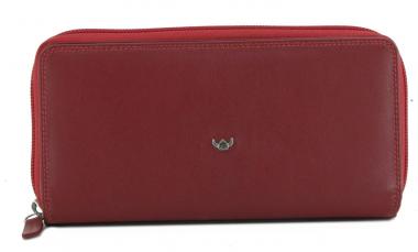 Damen Longbörse Leder Golden Head Polo RFID Protect Dunkelrot Red