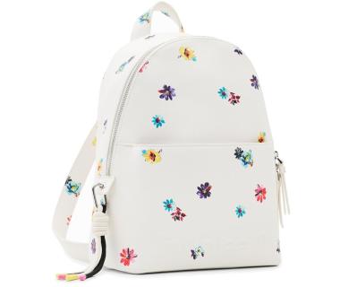 Damenbackpack weiß Blumenprint Desigual Mombasa Mini Fresia Blanco