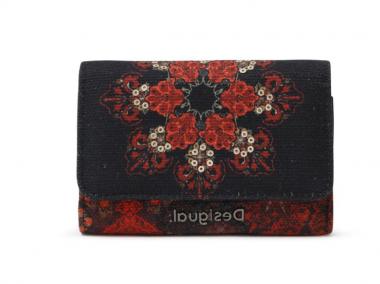 Damengeldbörse Negro Mone Indopatch Diana schwarz rot Desigual