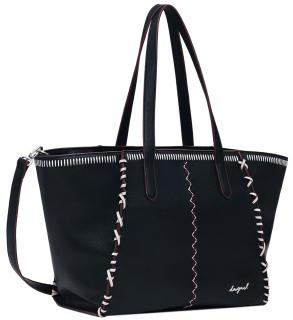 Desigual Shopper Guimar schwarz Manhattan Pespuntes bordeaux Kontrast