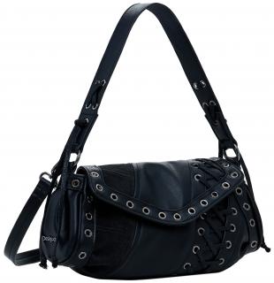 Desigual Umhängetasche schwarz Schnürung Zarauz Tango Patch Ösen