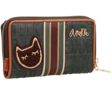 Geldbeutel Anekke Urban grün bestickt Katze Logoprint Kanada
