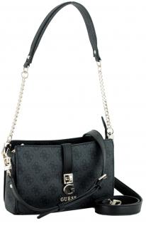 Guess Abendtasche Zamira Coal Logo Top Zip schwarz grau Kettenhenkel