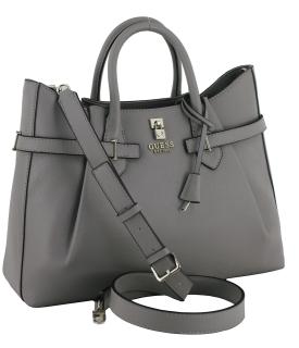 Guess Handtasche Yesba Dark Taupe Zierriemen grau Girlfriend Satchel