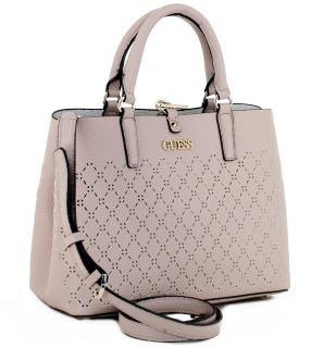 Guess Henkeltasche Amara Cutout Perforierung Bisquit Rosa Weiß 