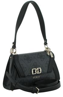 Guess Karnilla Flap Shoulder Bag Coal Logo schwarz grau Abendtasche