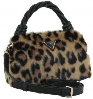 Guess Shaida Umhängetasche Top Handle Crossbody Leoprint Kunstfell