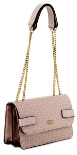 Guess Überschlagtasche Atene schönes Muster Biscuit Nude Messingmetall 