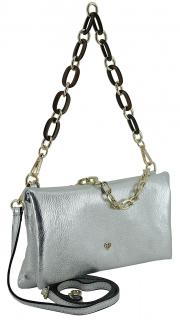 Handtasche Caleidos metallisch Kettenriemen Echtleder silber