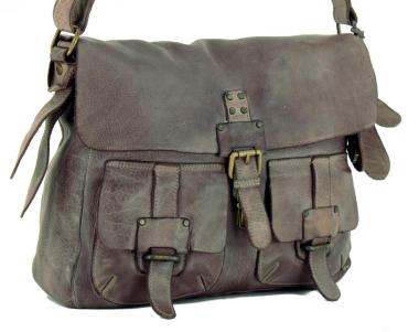 Harbour 2nd Schultertasche Ana aus Rindleder Stone Grey