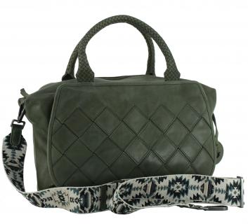 Harbour 2nd  dunkelgrüne Damenhandtasche Flechtmuster Fashion Lights Sestilia Leaf