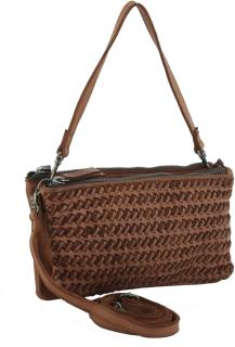 Harbour zweigeteilte Abenddtasche geflochten Cognac Michel