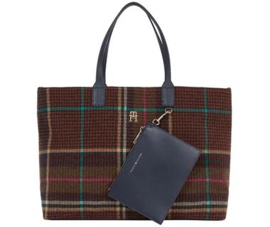 Henkeltasche in bunter Filzoptik Hilfiger Iconic Green Check Etui