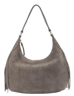 Hobobag Veloursleder Fransen Les Visionnaires Kris taupe Cozy Boho
