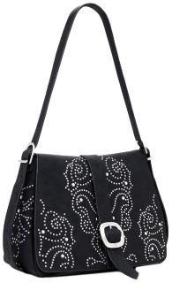 Hobotasche Desigual schwarz Poker Face rockig Nieten Posadas Schnalle