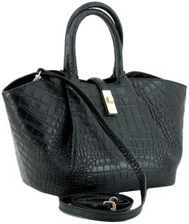 JOOP Kurzgrifftasche Trapez Sheryl Coccodrillo Rindsleder Black