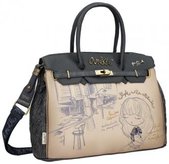 Kurzgrifftasche Anekke Mademoiselle Studio taupe blau Glitzer 