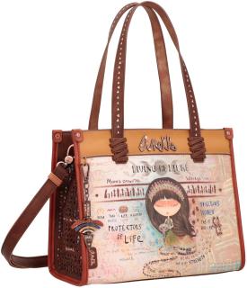 Kurzgrifftasche Braun  Anekke Menire indigen Pins