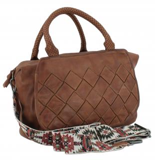 Kurzgrifftasche Sestilia Fashion Lights Harbour 2nd Flechtoptik Cognac