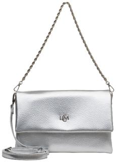 L.Credi Abendtasche dreigeteilt Penina silber elegant Überschlag