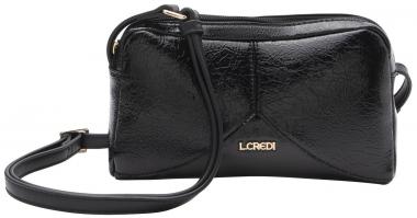 L.Credi Schultertasche schwarz gekrinkelt Lack Phia
