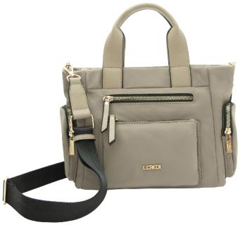 L.Credi beige Odeta Kurzgrifftasche Sand taupe Kontrast Materialmix