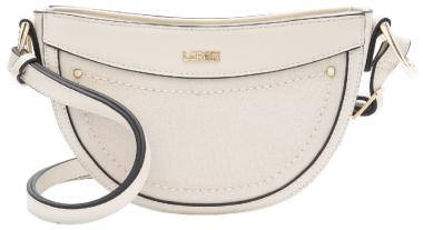 L.Credi halbrunde Handtasche Palmira creme Velours Ziernähte