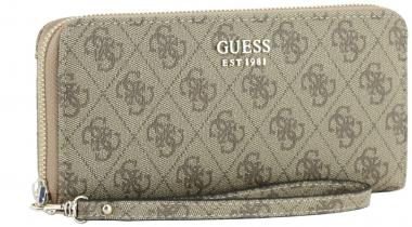 Langbörse Guess Brenton SLD Latte Logo braun beige Ziparound