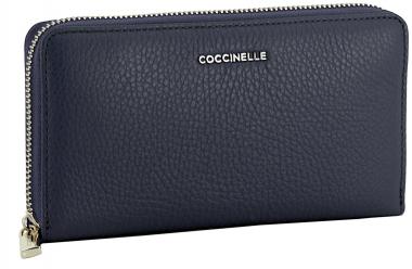 Ledergeldbörse dunkelblau Ziparound Coccinelle Metallic Soft Midnight Blue