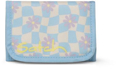 Mädchengeldtasche hellblau kariert Blumen Satch Wallet Summer Era