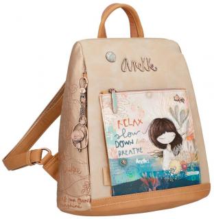 Metallicfarbener Mädchen Daypack Anekke Mediterranean Bronze Glanz Stickerei Meeresgrund