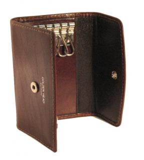 Schlüsseletui mit Karabiner Golden Head Leder braun