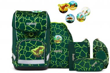 Schulranzenset Ergobag Cubo Light BärRex Dinosaurier grün