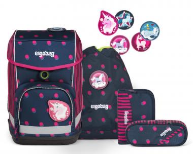 Schultaschenset ergobag cubo Schubi DuBär blau pink Federmappe Sportbeutel Einhörner