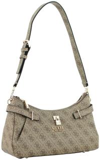 Schultertasche Top Zip Guess Yesba Latte Logo braun beige