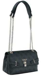 Schultertasche mit Kettenhenkel schwarz grau Logoprint Guess Yesba Coal Logo