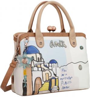 Sunrise Anekke Kurzgrifftasche Kiss Lock Verschluss Bunt beige